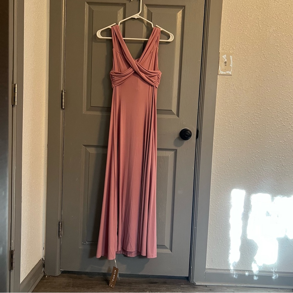 OGL Flowy Criss Cross Off Shoulder Midi Bra Dress Eco Skin Kiss NWT - Picture 8 of 10